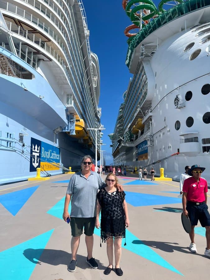 Couple at Royal Caribbean cruise terminal